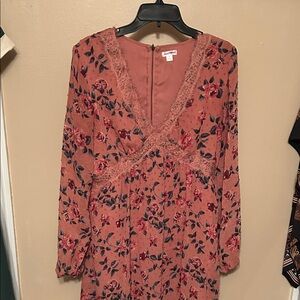 Xhilaration Pink Floral Long Sleeve Dress